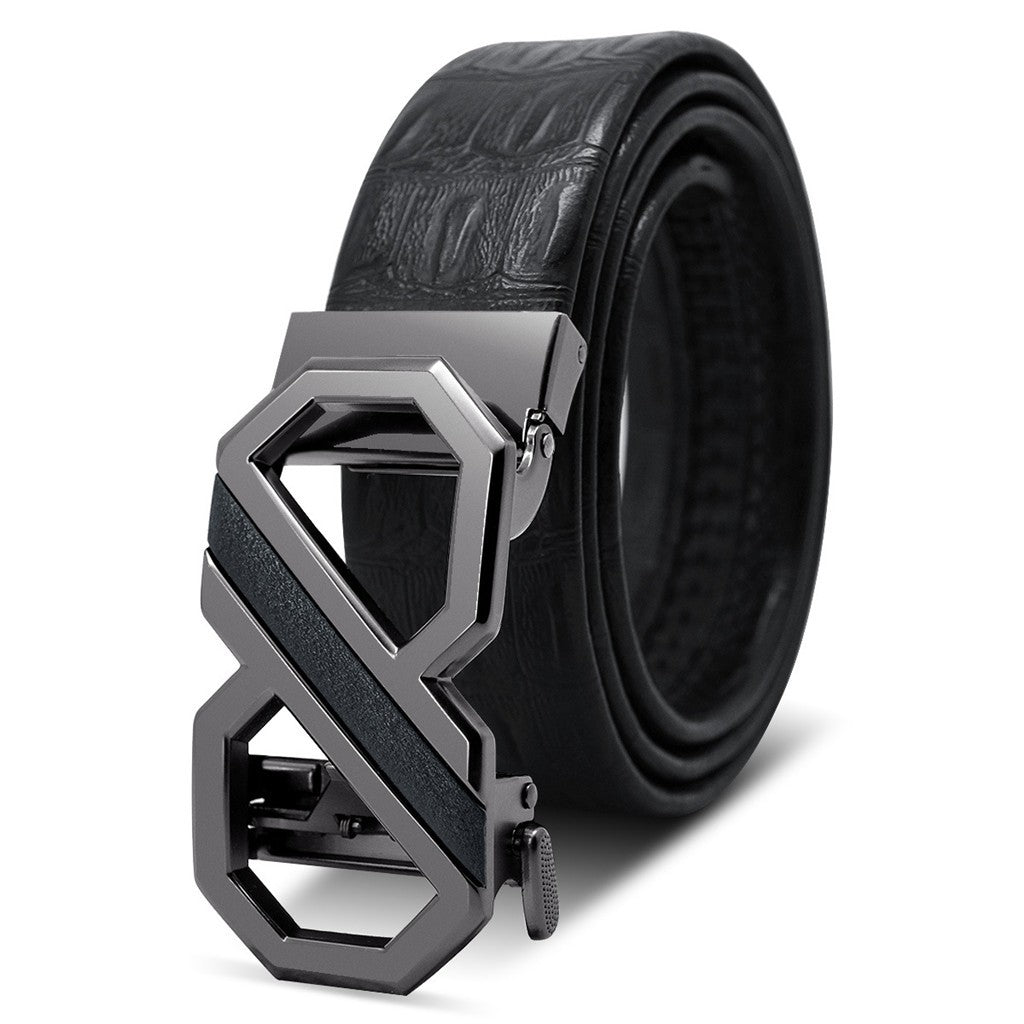 Belt for Men New Style Nylon Belt for Men Crocodile Pattern PU Leather Belt